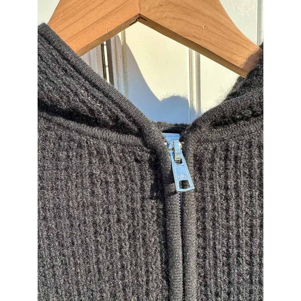 Alo Yoga Cashmere Plush Waffle Full Zip Hoodie Black Size Small $348 EUC Crop - Picture 5 of 16